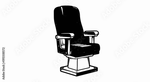 Black barber chair with adjustable height and reclining back