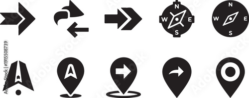Navigation icons for mapping and direction guidance systems