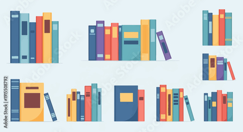 Assortment of colorful books arranged on shelves