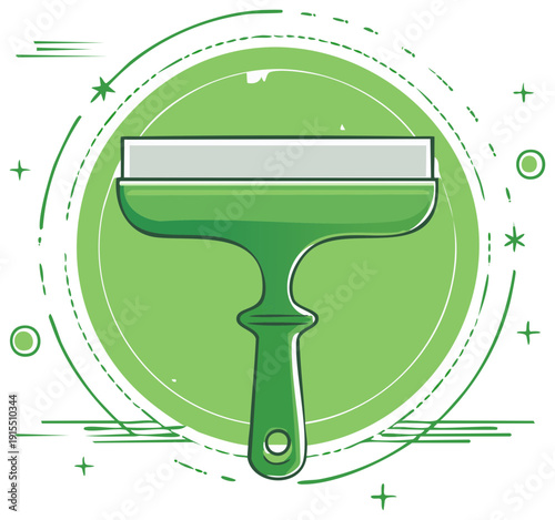 Cartoon Style Green Squeegee Vector for Cleaning or Application