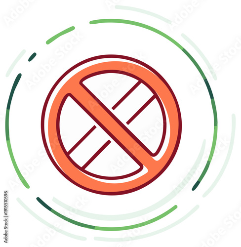 Stylized Prohibition Sign with Green Swirls Symbolizing Restriction and Boundaries