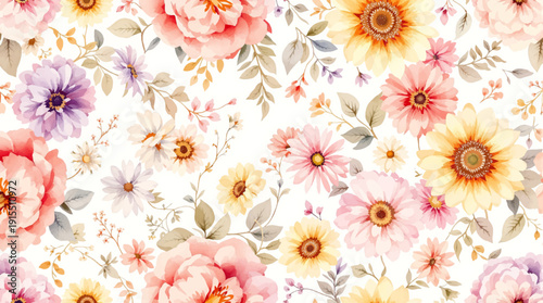 Soft spring garden border adding charm to a simple clean layout template