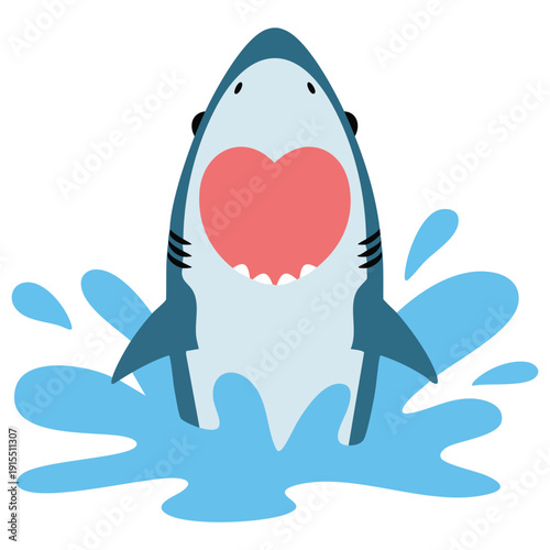 Fierce Cartoon Shark with an Open Mouth Showing Sharp Teeth Vector