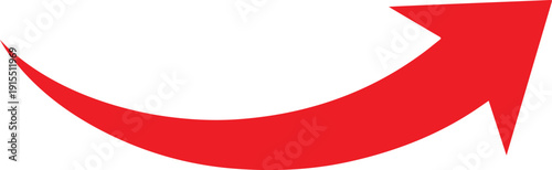 Red curved arrow pointing up to the right  simple graphic element