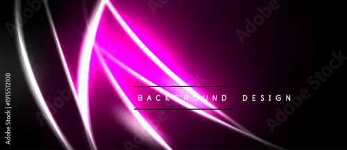Abstract pink neon lines over black background. Modern design element, vibrant glow, dynamic composition. Simple yet striking visual.