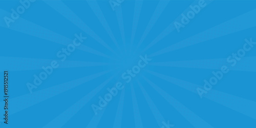 Comic background. Pop art texture. Starburst cartoon style. Anime design with explosion effect for print. Fun dot pattern. Blue backdrop with halftone gradient.