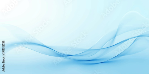 Abstract blue wave background featuring smooth vector lines and futuristic light curves in a flowing motion pattern for a soft technology wallpaper design