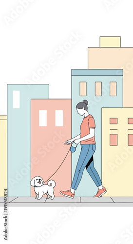 Urban Dweller Enjoys A Pleasant Walk With Their Beloved Canine Companion