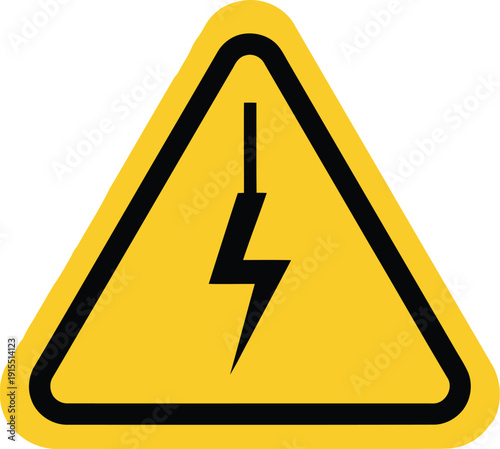 Warning Sign for Electric Shock Hazard in Yellow Triangle Design
