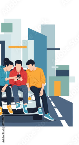 Urban Youth Connection Modern City Lifestyle Digital Connection