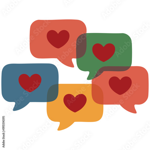 Heart Symbol and Speech Bubble Icon for Social Media and Likes Vector
