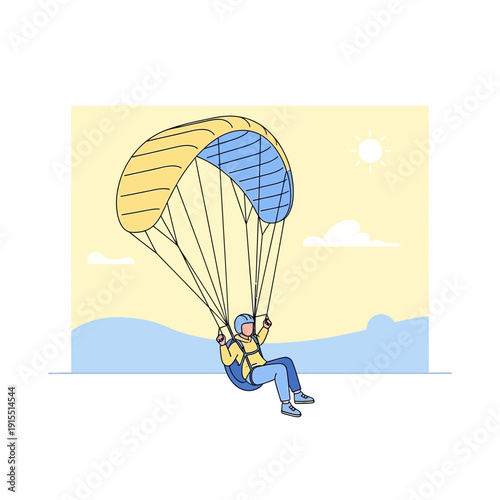 Vivid Paragliding Adventure Under Sunny Skies With Gentle Breezes