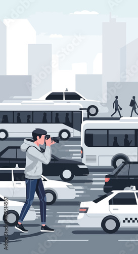 Urban Observer Capturing City Life Through The Lens Of A Camera