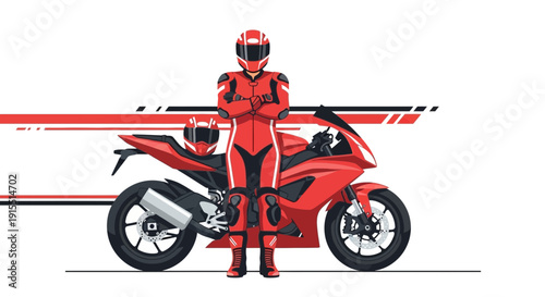 Vibrant Motorcycle Racer And Sportbike In Dynamic Red And Black Presentation