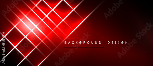 Abstract red lines create dynamic geometric pattern. Dark background emphasizes bright illumination, modern design element.