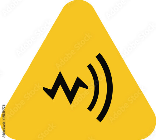 Warning Sign for Radioactive or Electromagnetic Hazard in Yellow Triangle Design