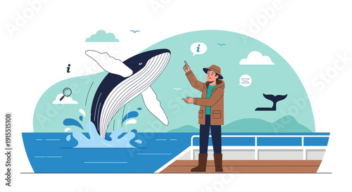 Whale Watching Adventure Person Observing Majestic Breach