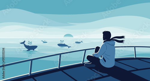 Whale Watching Serenity From A Ship Deck