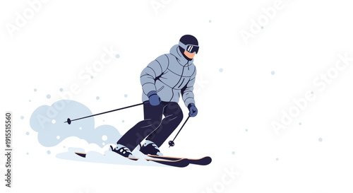 Winter Athlete Skiing Down a Snowy Slope