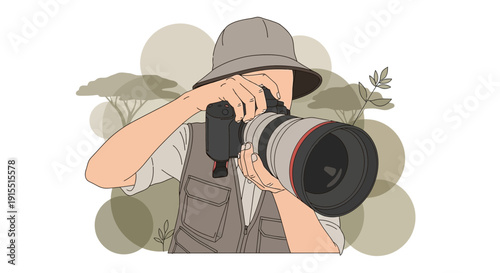 Wilderness Photographer Capturing Nature With Professional Camera