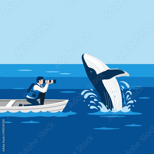 Wildlife Photographer Captures Majestic Whale Breaching in Ocean Expanse