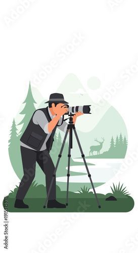 Wildlife Photographer Capturing Nature's Serenity With Professional Gear