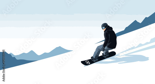 Winter Sport Thrills A Person Snowboarding Down a Snowy Mountain Slope
