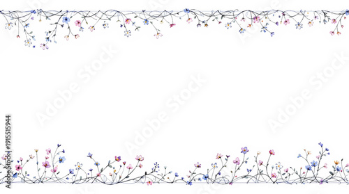 Pastel watercolor flowers framing a bright white background with soft romantic charm