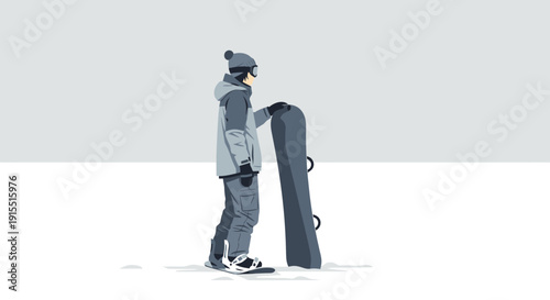 Winter Sports Enthusiast With Snowboard Ready For Action On Snowy Terrain