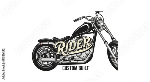 Custom Motorcycle Illustration Rider Bike.