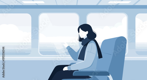 Woman Contemplating Ocean View From Ferry Window