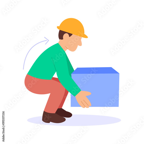 Safe Material Handling, preventing injuries during load movement, Flat vector character illustration
