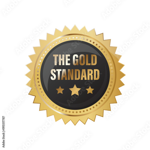 the gold standard premium seal with metallic frame and stars for high quality business branding