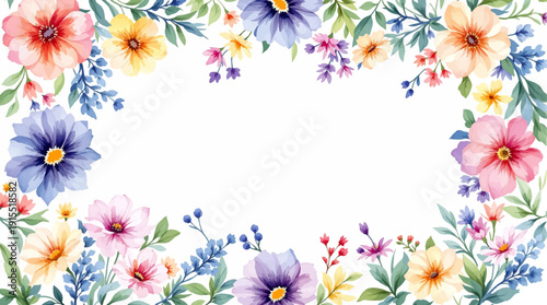 Soft focus floral corners embracing a luminous white center for creative layouts