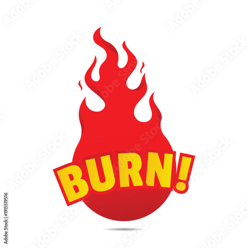 Burning fire flame element with burn text for hot price deals and attractive promotional event