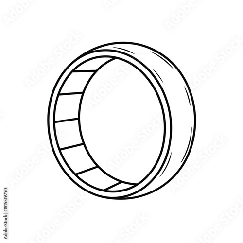 Simple line drawing of a cylindrical object resembling a ring or wheel
