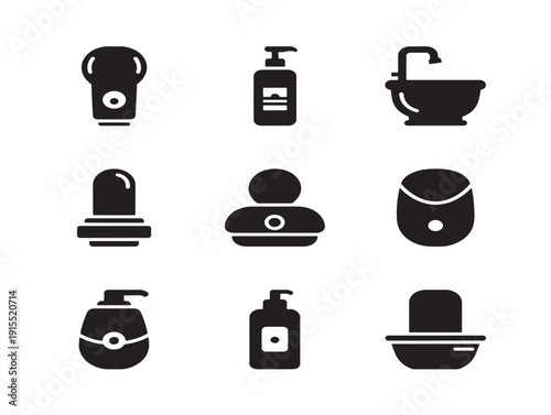 Bathroom accessories silhouette pack with stylish and functional fixture designs