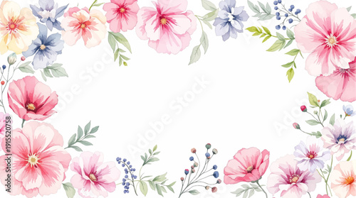 Hand Painted Spring Garden Watercolor Flower Background