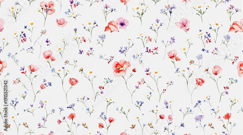 Fresh Greenery and Flowers Watercolor Background Template