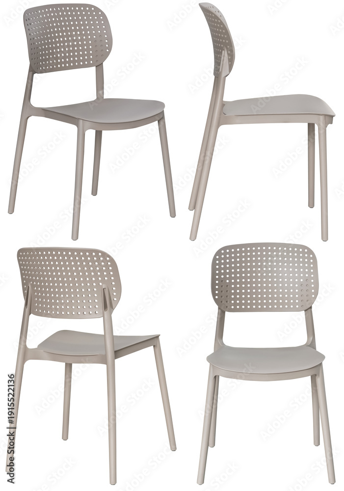Fototapeta premium Real modern chair photographed in studio and isolated with transparent background. High-quality furniture product photography in PNG format, perfect for interior design projects