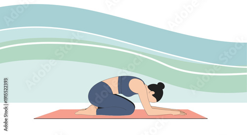 Woman Practicing Yoga In Child Pose On A Mat Serene And Relaxing
