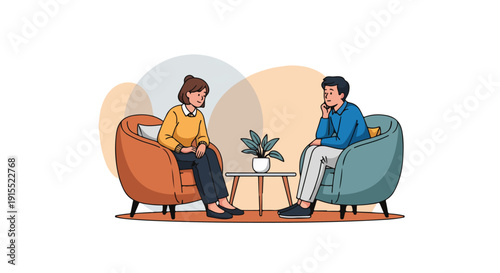 Psychologist Having a Therapy Session with a Patient in a Comfortable Office Setting