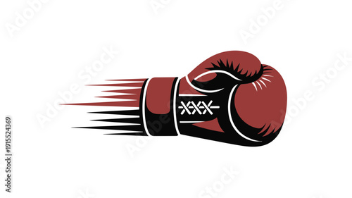 A striking red boxing glove with speed lines showcasing power