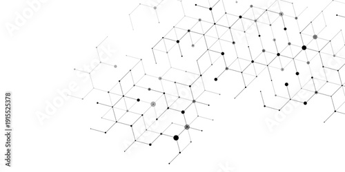 Abstract white geometric network connection background. isometric line and dot structure. Modern science and technology vector illustration.