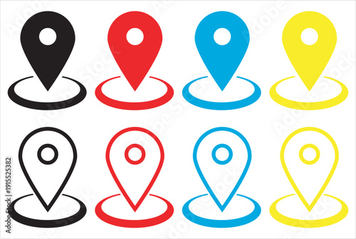 Colorful location pin icons set flat design vector illustration scalable graphic