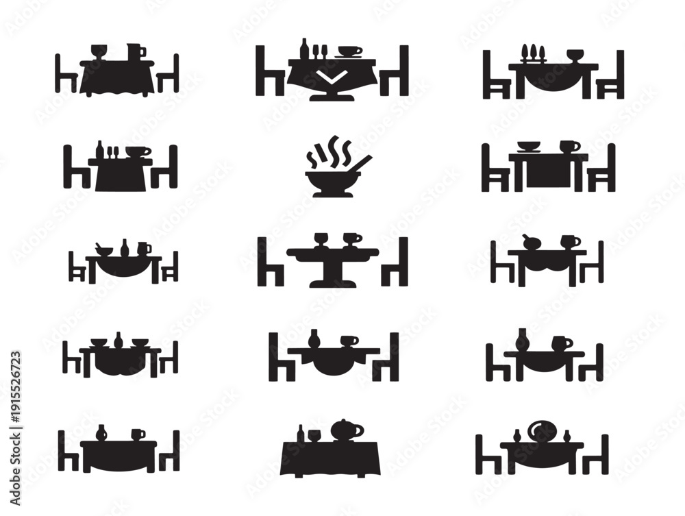 Obraz premium Dinner Table Silhouette Illustration Collection