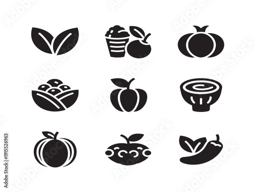 Healthy Vegan Icons Silhouette Design Bundle