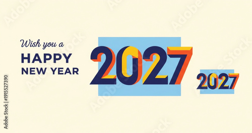 Wallpaper Mural Happy New Year 2027 Modern Typography Greeting Design with Colorful Number Illustration and Minimal Festive Celebration Background for Holiday Cards Torontodigital.ca