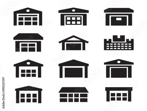 Warehouse Silhouette Industrial Illustration Collection