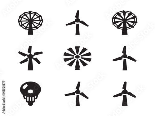 Wind Turbine Silhouette Renewable Energy Collection